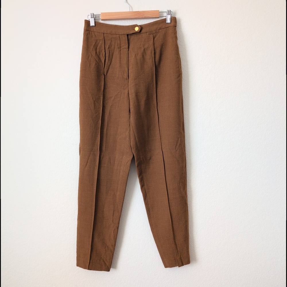 Vintage Burberry's 100% Wool Pants Womens 10 High Rise Pleated Trouser 29x30 Lux - Picture 3 of 10